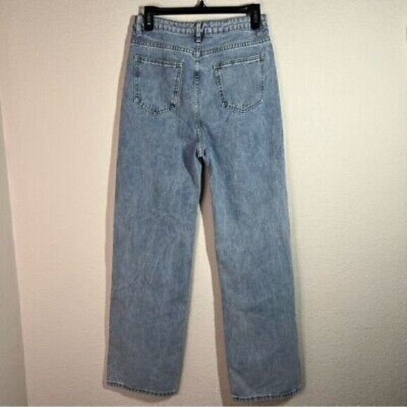 Dazy Womens Wide Leg Jeans Light Wash Distressed‎ Cotton Denim Size Large - Picture 4 of 9